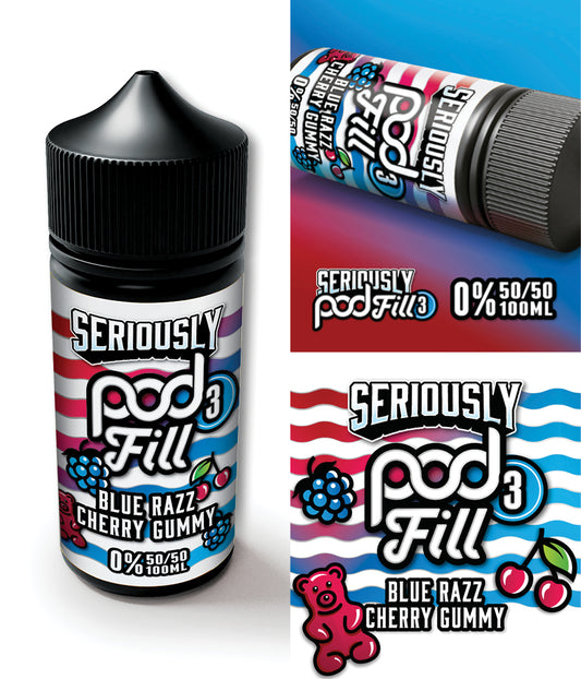 Blue Razz Cherry Gummy by Seriously Pod Fill 100ml
