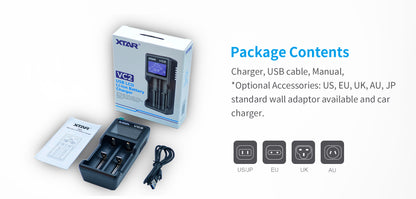 Xtar VC2 Battery Charger package contents